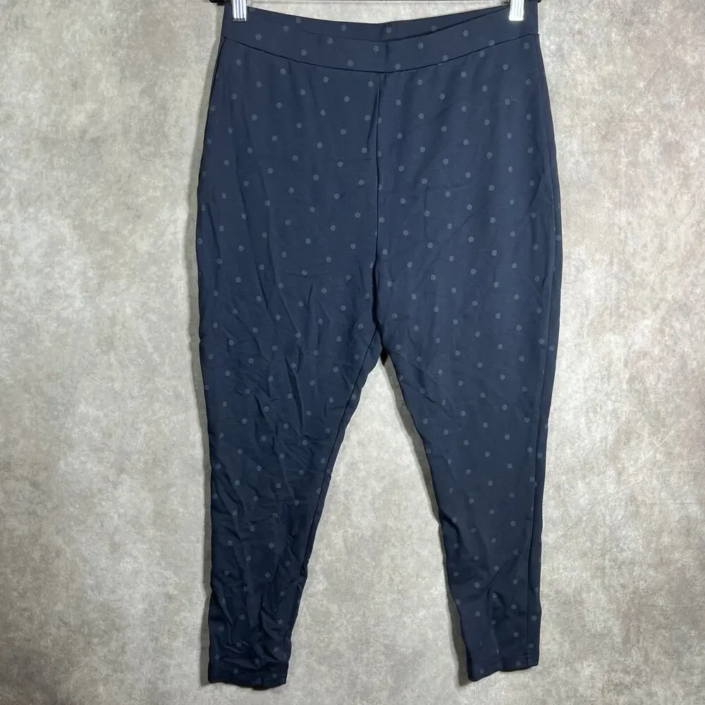 Nordstrom Pants Womens Size XL‎ Blue Polka Dots Skinny Pull On High Rise Knit